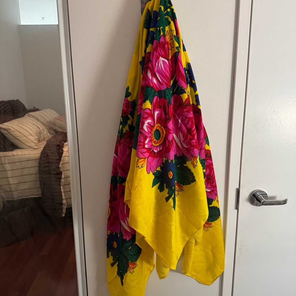 BOUTIQUE oversized yellow floral scarf - 60” - Picture 2 of 5